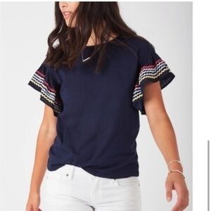 3/$40 Stella & Dot Everly Ric Rak Ruffle sleeve blouse